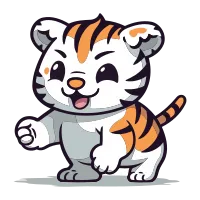 Cute cartoon tiger. Vector illustration isolated on a white background.