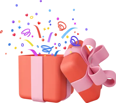 3d Cute Surprise Gift Box With Falling Confetti
