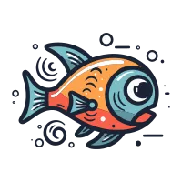 Vector illustration of a fish in cartoon style isolated on white background.
