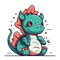 Cute cartoon dragon. Vector illustration. Isolated on white background.