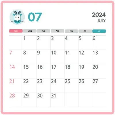 2024달력7월