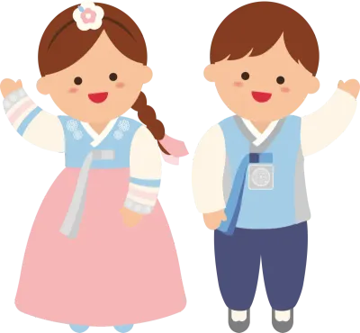 한복입은 소년소녀 인사