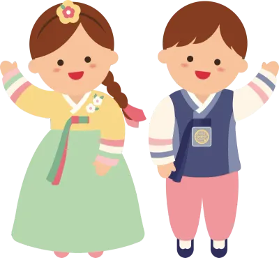 한복입은 소년소녀 인사