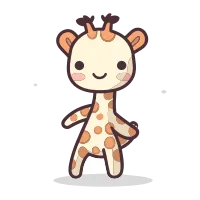 Cute Giraffe Cartoon Character Vector Illustration. Flat Design Style
