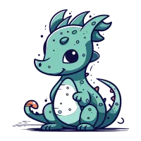 Cute cartoon dragon. Vector illustration isolated on a white background.