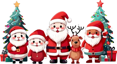 a group of santa clause is coming to town