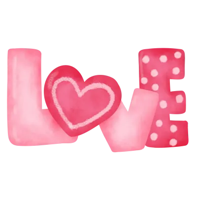 Hand painted watercolor  Valentine's day clipart for card or romantic post cards.