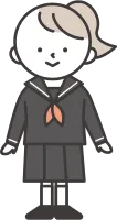 A female student wearing a sailor suit is standing
