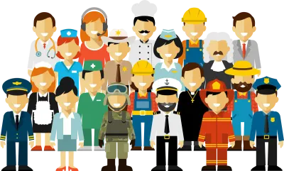 Group Crowd of People of Different Professions, Occupations, Employment, Jobs, Career. International