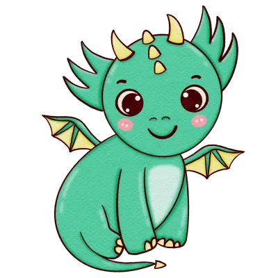 dragon cute watercolor illustration cartoon