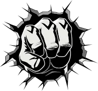 Iconic Force Unleashed Black Emblem Design Black and Dynamic Fist Breaking Wall Vector