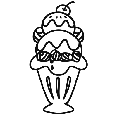 Ice cream outline illustration set and   hand drawn cartoon.