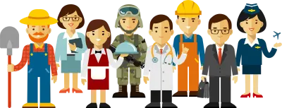 Group Crowd of People of Different Professions, Occupations, Employment, Jobs, Career. International