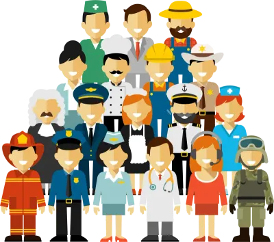 Group Crowd of People of Different Professions, Occupations, Employment, Jobs, Career. International
