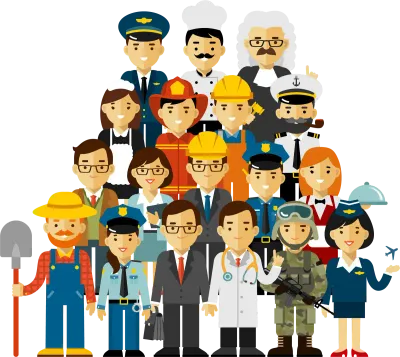 Group Crowd of People of Different Professions, Occupations, Employment, Jobs, Career. International