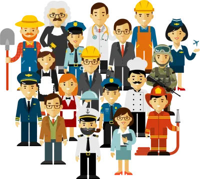 Group Crowd of People of Different Professions, Occupations, Employment, Jobs, Career. International