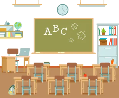 Classroom Interior in School in Flat Style