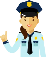 Female Woman Police Officer Policewoman with Attention Finger Up Pointing Gesture