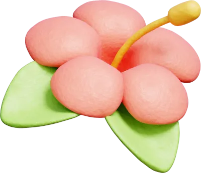 3D Hibiscus flower, Hawaii element, summer tropical, holiday vacation.