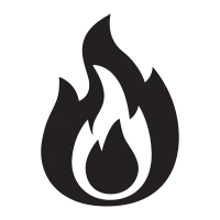 Black fire flame icon.