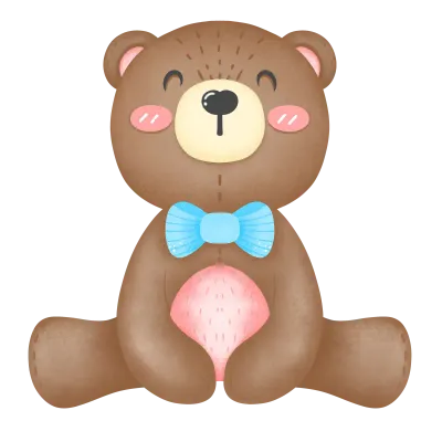 Drawing of happy birthday, super cute baby bear