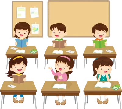 students and teacher in classroom children learning education concept
