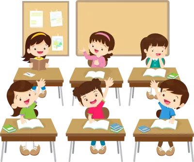 students and teacher in classroom children learning education concept