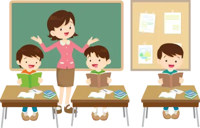 students and teacher in classroom children learning education concept