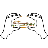 Burger Hamburger Illustration with hands 버거 햄버거 손으로 그림 doodle style western food