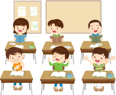 students and teacher in classroom children learning education concept