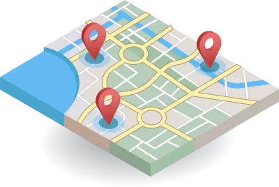 Map application looking for location, flat isometric 3d illustration