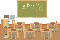Classroom Interior in School in Flat Style