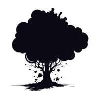 Silhouette nuclear explosion black color only