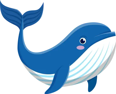 cute blue whale cartoon illustration design for decoration