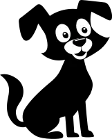 Black and white cartoon dog svg. Cartoon dog silhouette. Cartoon dog icon. Cartoon dog clipart
