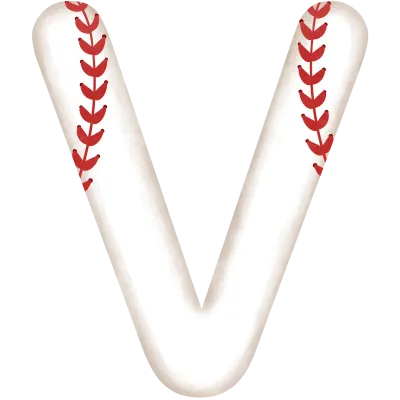 Watercolor baseball alphabet letter V clipart illustration.
