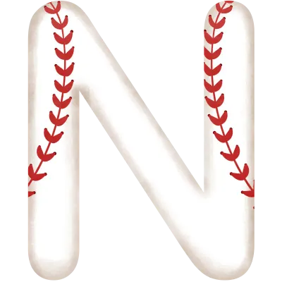 Watercolor baseball alphabet letter N clipart illustration.