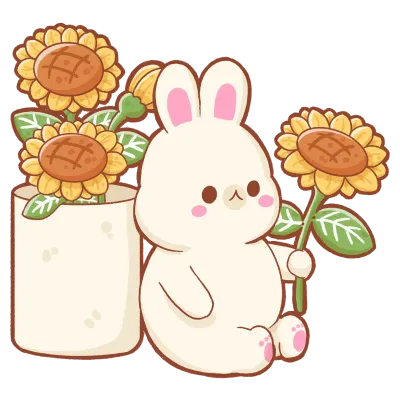 Rabbit with sunflowers