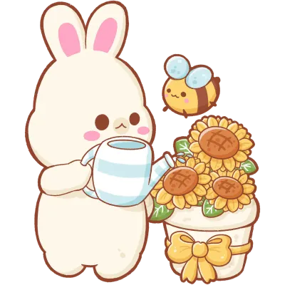 Rabbit with sunflowers