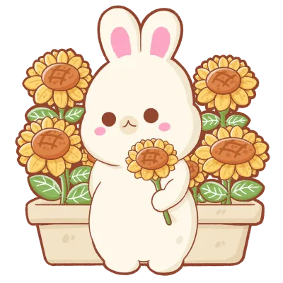 Rabbit with sunflowers