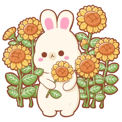 Rabbit with sunflowers