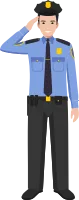 Standing American Policeman Officer in Traditional Uniform Character Icon in Flat Style