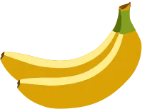 Yellow banana in flat style. Two bananas in a bunch.