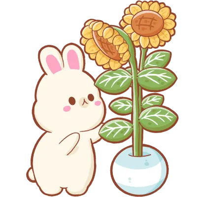 Rabbit with sunflowers