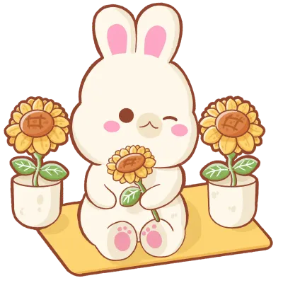 Rabbit with sunflowers