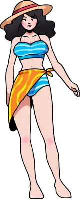 Woman Bikini and hat Character, summer time