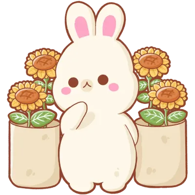 Rabbit with sunflowers