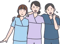 어깨동무를 한 간호사 세 명 일러스트