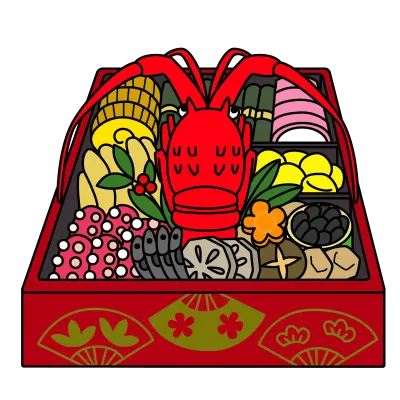 Clip art of Japanese New Year's food