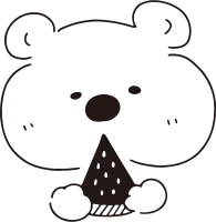 Line drawing of a polar bear eating watermelon